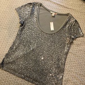 NWT Old Navy Sequin Short Sleeve Top